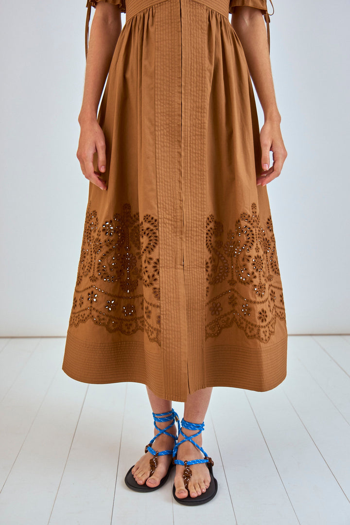 Kirin Dress | Mocha Embroidered Eyelet