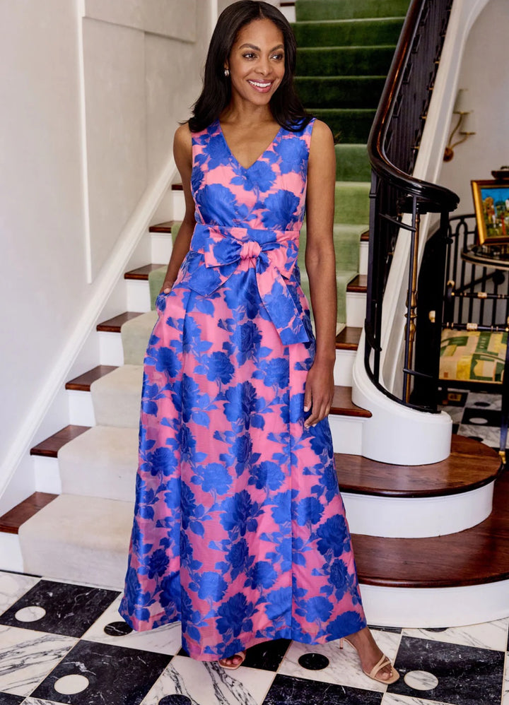 Arden Gown | Pink & Blue Tea Rose Organza