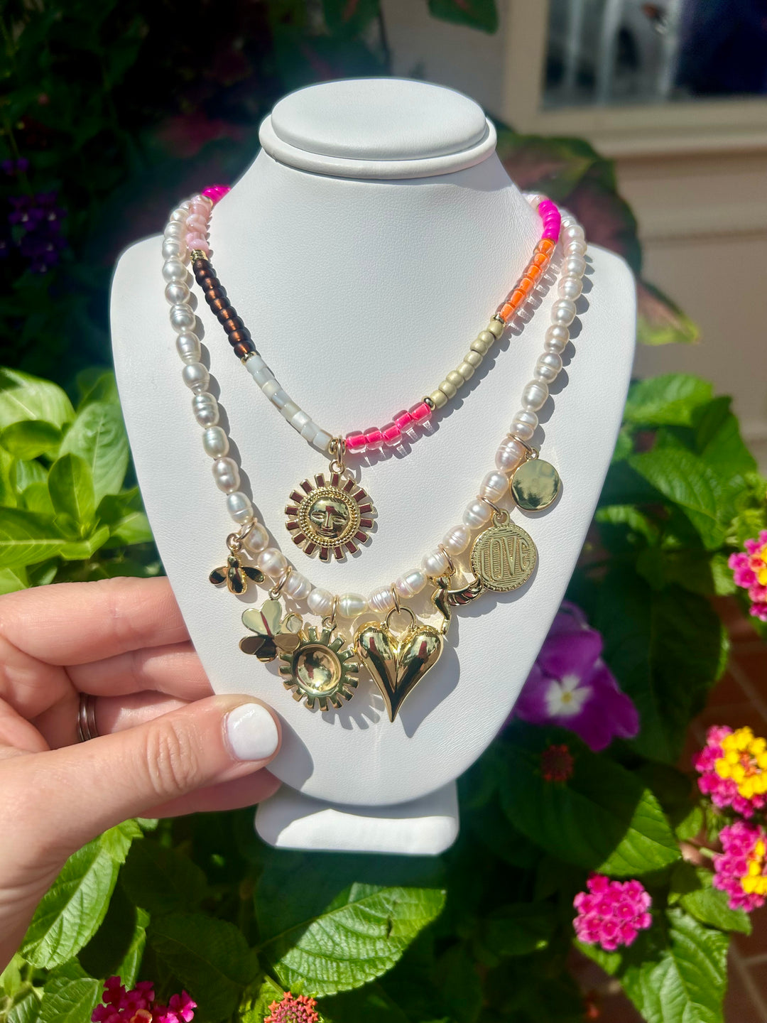 Delilah Color Block Domed Sun Necklace
