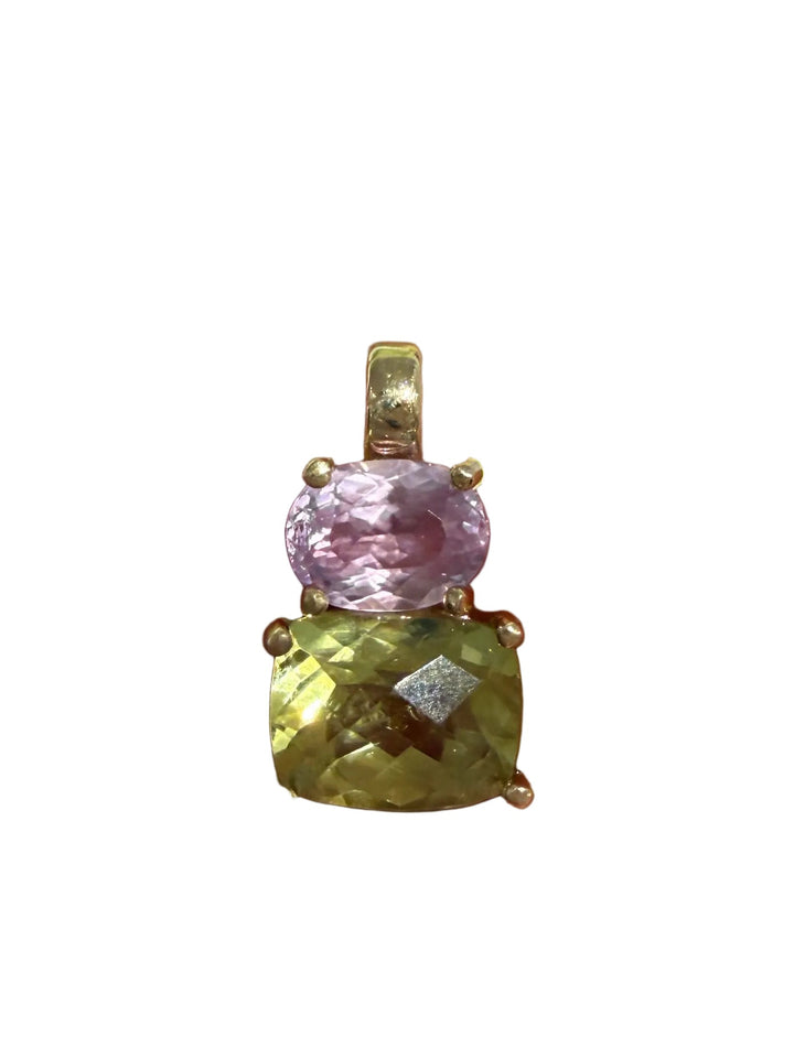 14kt Gold Pendant with 1.64ct Kunzite & 3.52ct Lemon Quartz PZ8241