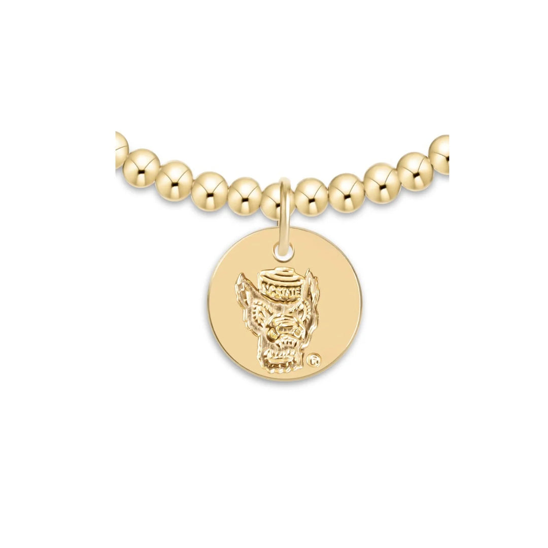 Ecollegiate Classic Gold 3mm Bracelet - North Carolina State University Disc