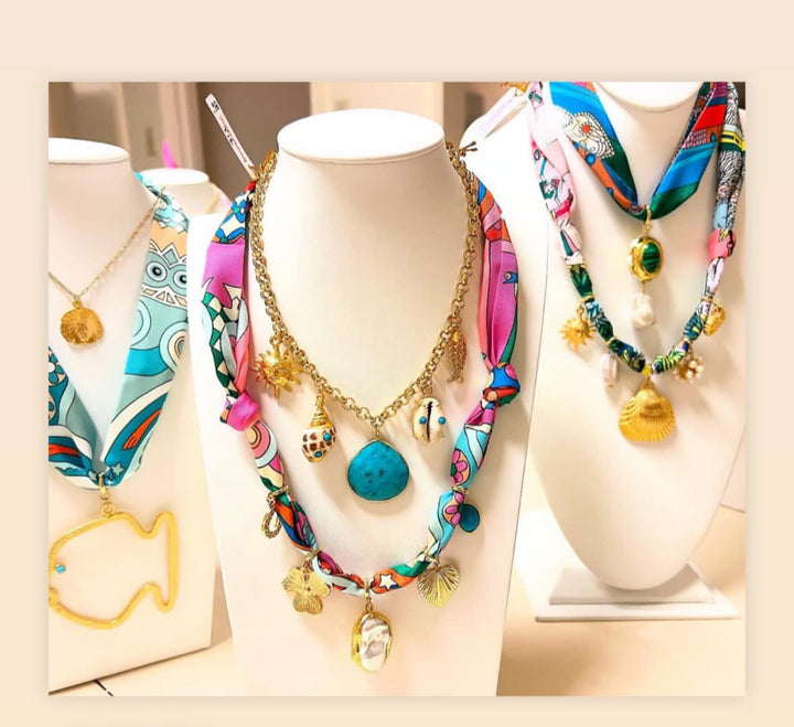 Large Fish Twilly Tie Necklace | Mint Blue
