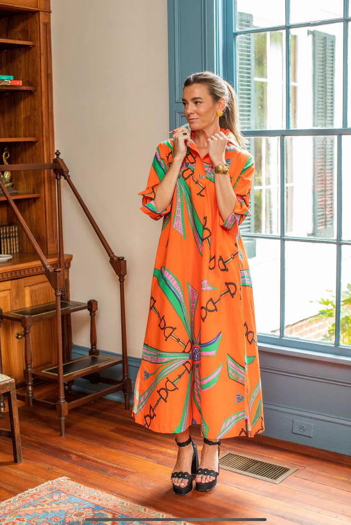 Estate Orange Shirt Dress Long