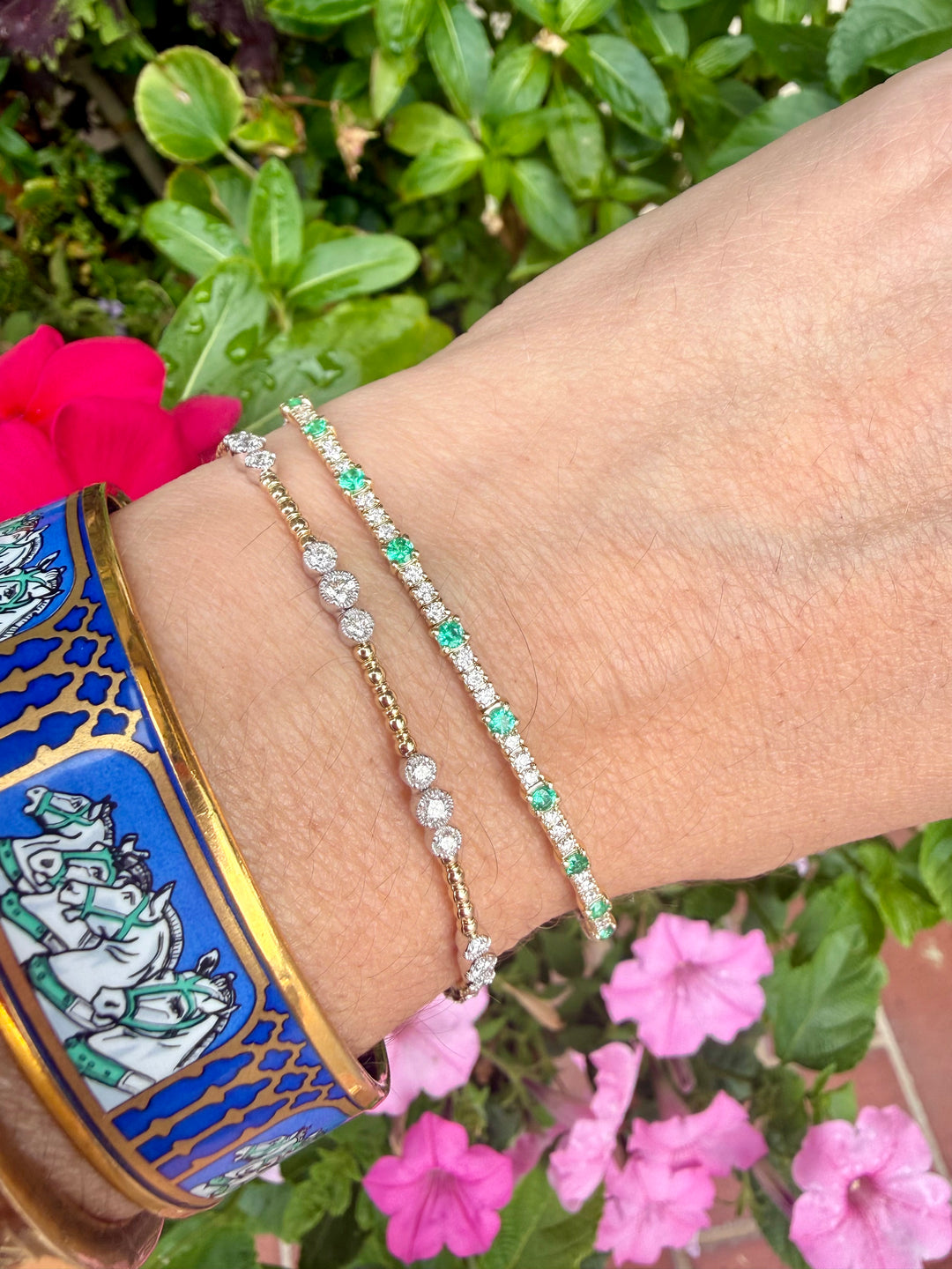 Diamond & Emerald Flex Bracelet