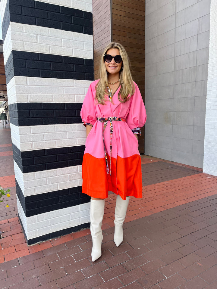 Taryn Coat | Pink Color Block