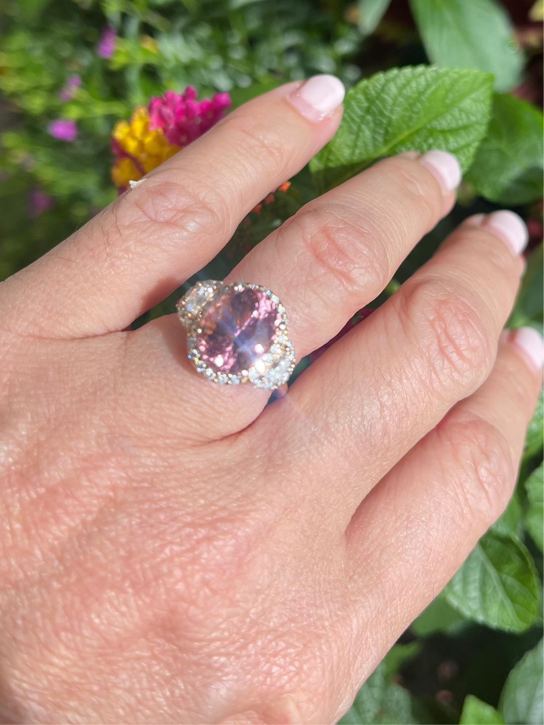 14k 0.45 Dia Pink Tourmaline Ring