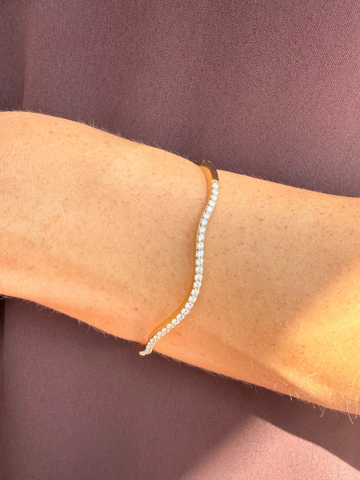 14kt Yellow Gold .75ct Diamond Wave Bangle BV112Y