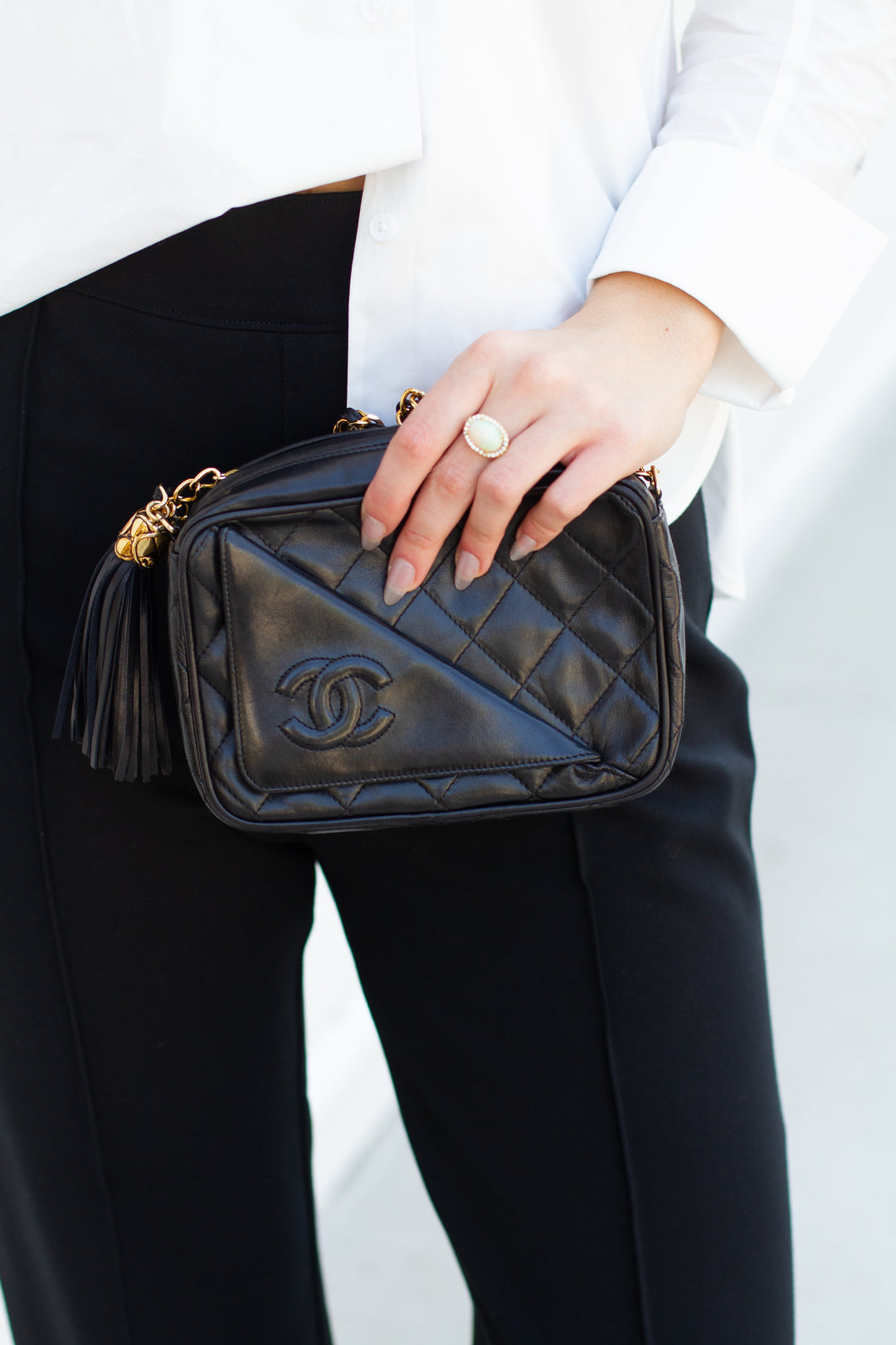 Chanel Black Matelasse Coco Mark Camera Shoulder Bag