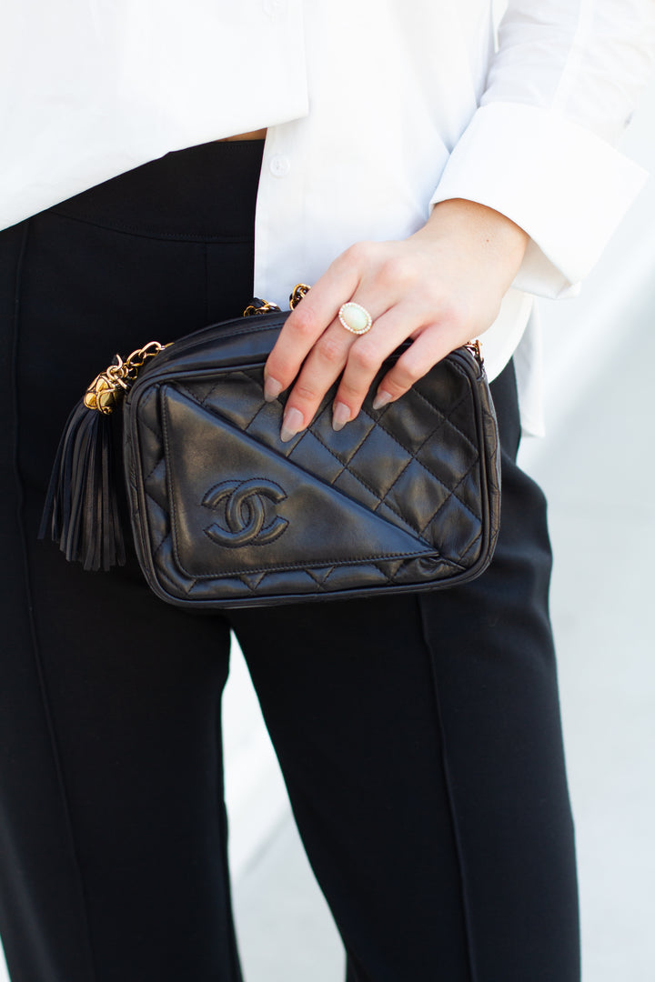 Chanel Black Matelasse Coco Mark Camera Shoulder Bag