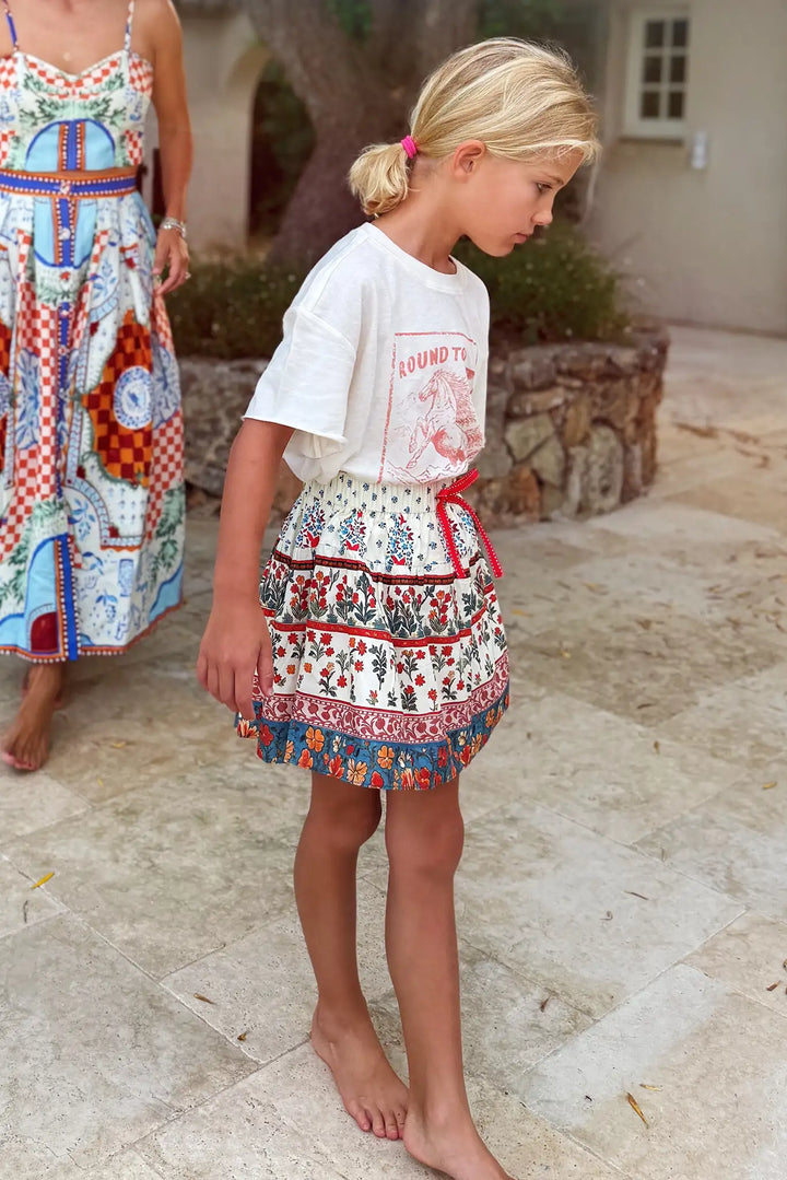 Girl's Shepherd Skirt | Fall Floral Cream