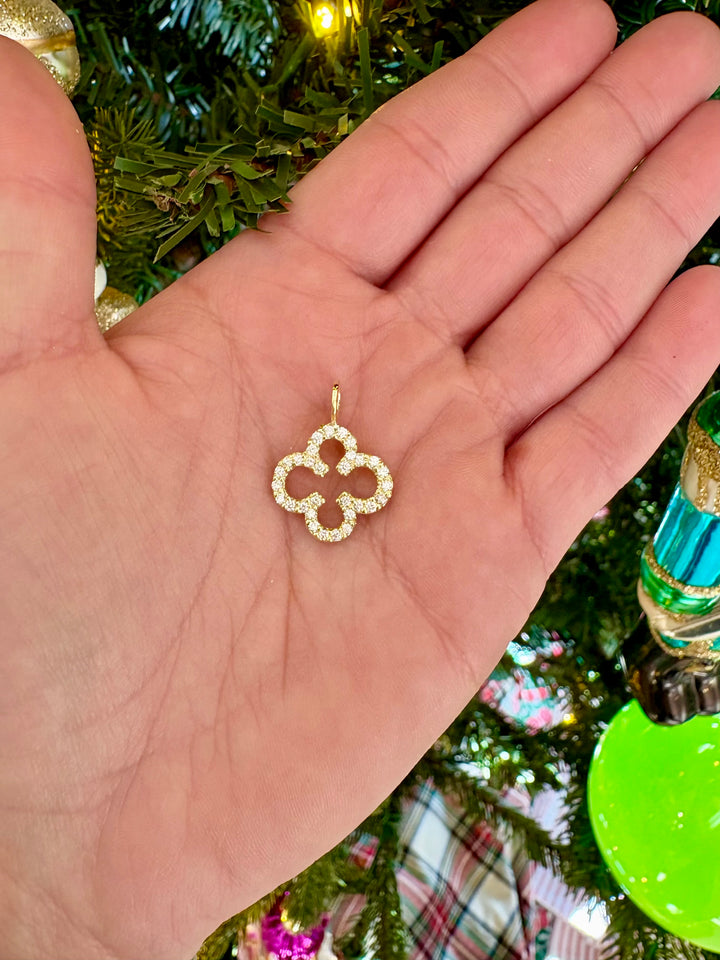 14kt Gold Diamond Clover Charm CZ4493