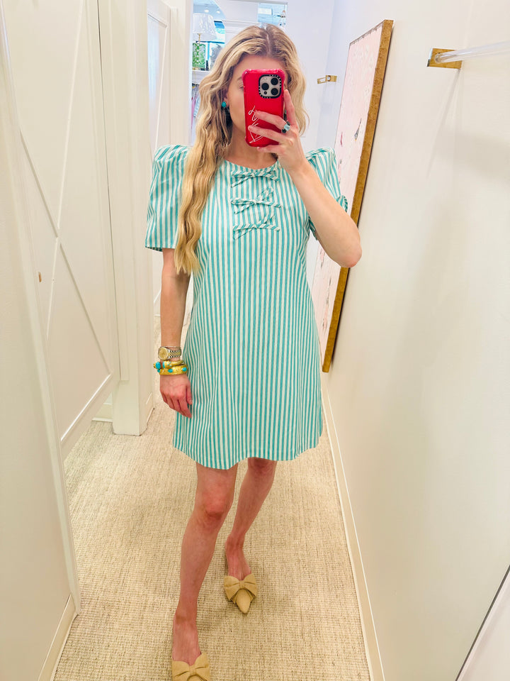 Marty Dress | Turquoise Stripe