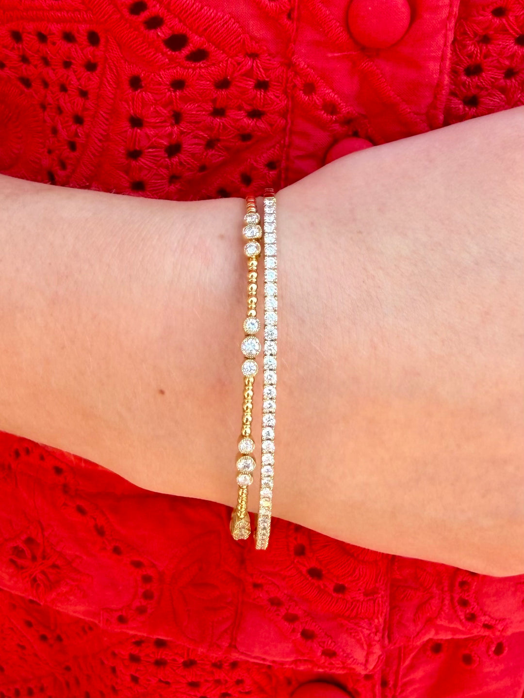 Triple Diamond Bezel Station Flex Bracelet