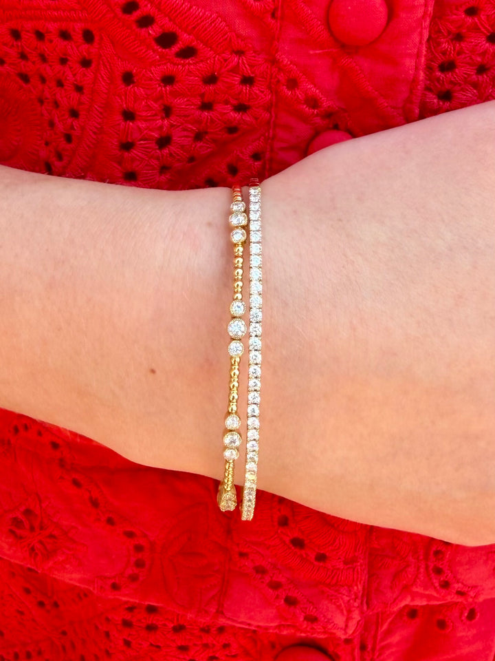 Triple Diamond Bezel Station Flex Bracelet