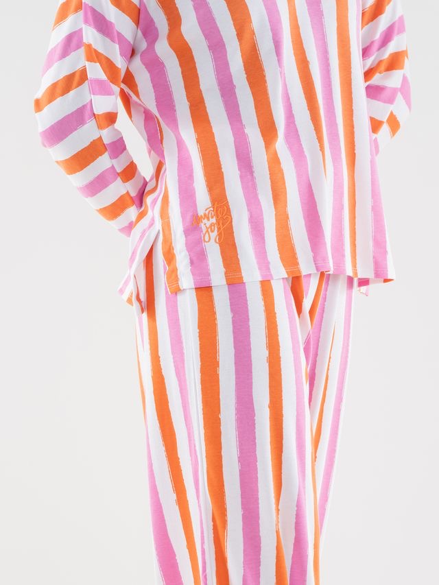 Pajama Pant Set | Coral Pink Stripe