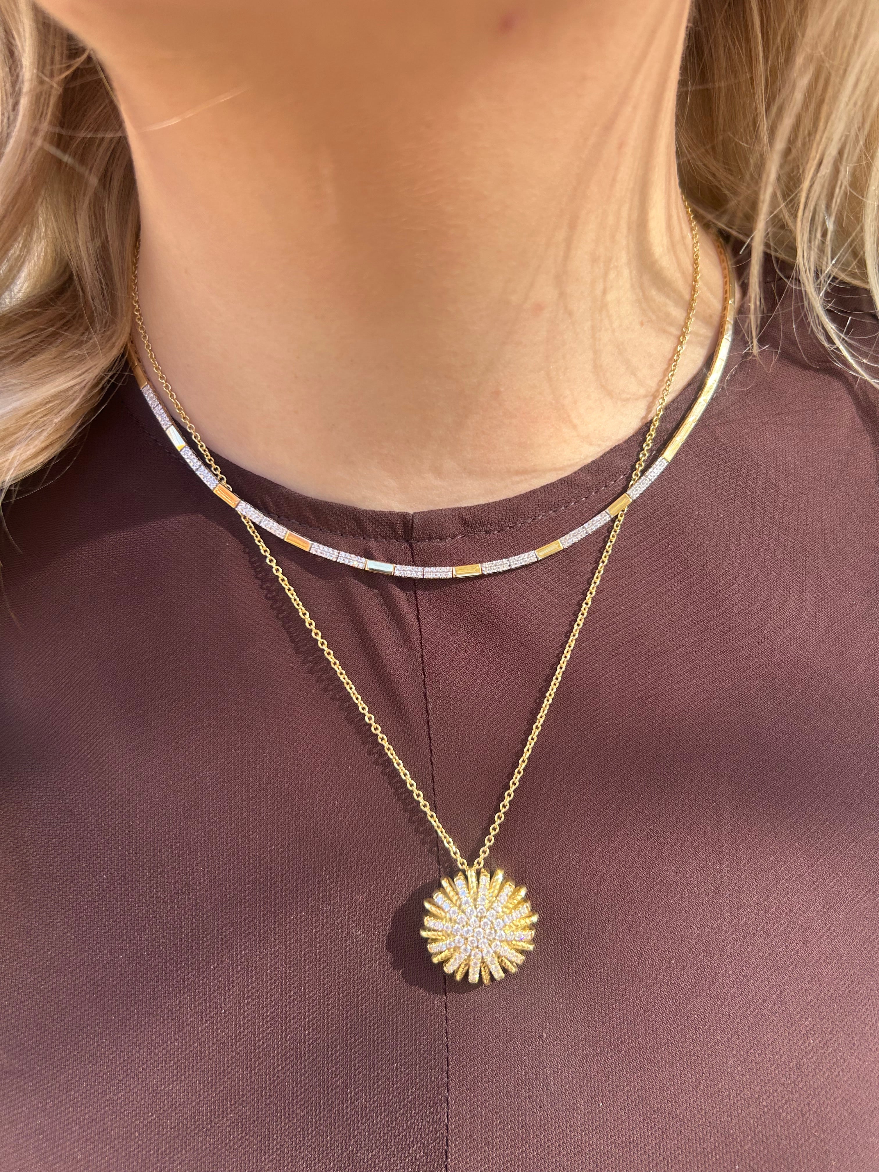14kt Sunburst Pendant .86cts Diamonds