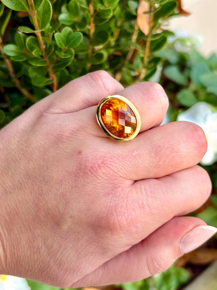 14kt Gold Citrine .06ct Diamond Ring