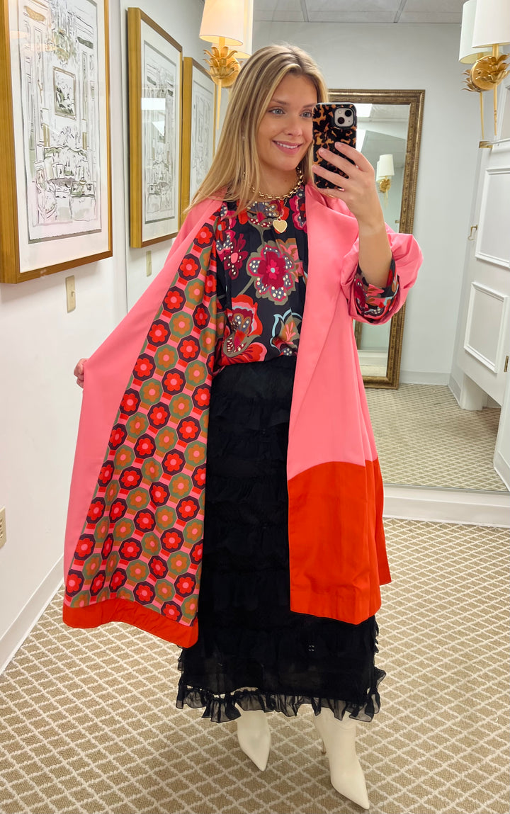 Taryn Coat | Pink Color Block