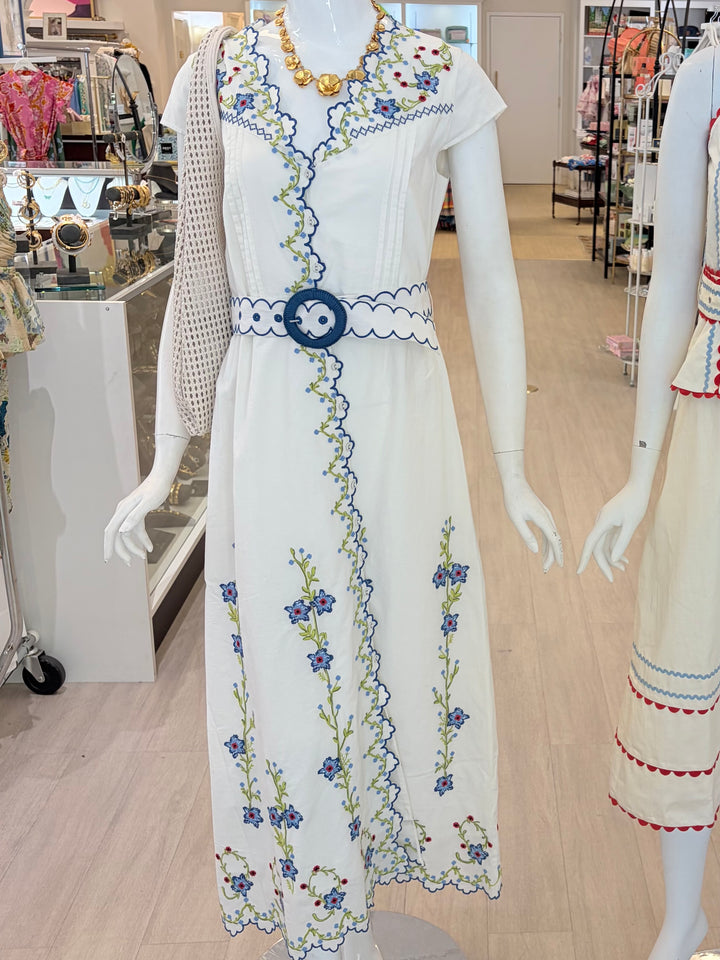 Crosstitch Midi Dress | Blue Poppy