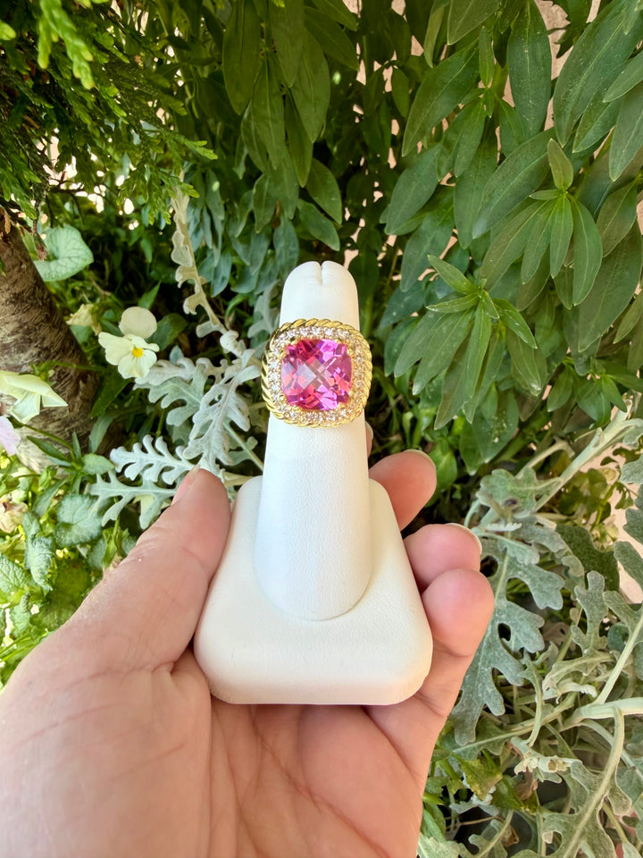 14kt Gold Ring with Pink Topaz & .36pts Diamonds RZ4601