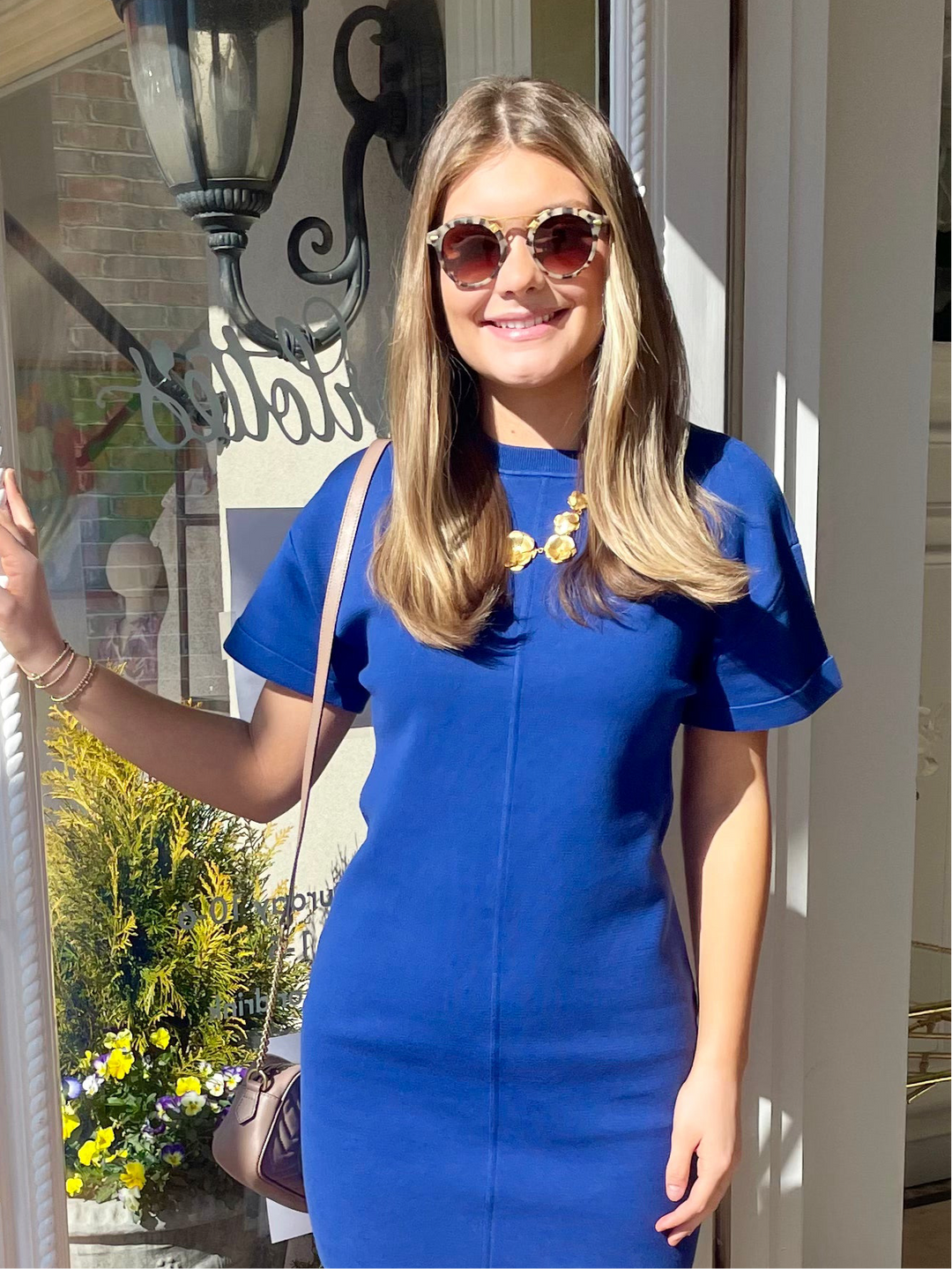 Superfine Organic Cotton Waisted Dress | Sapphire