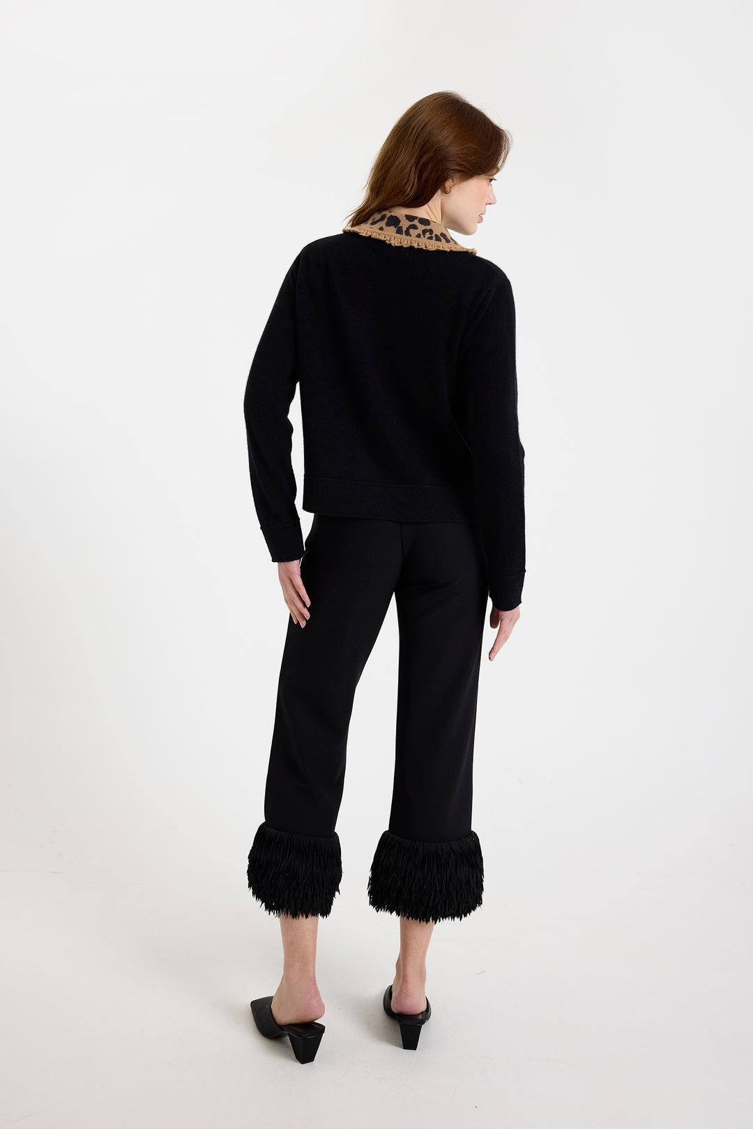 Leo Collar Cardigan | Black & Camel