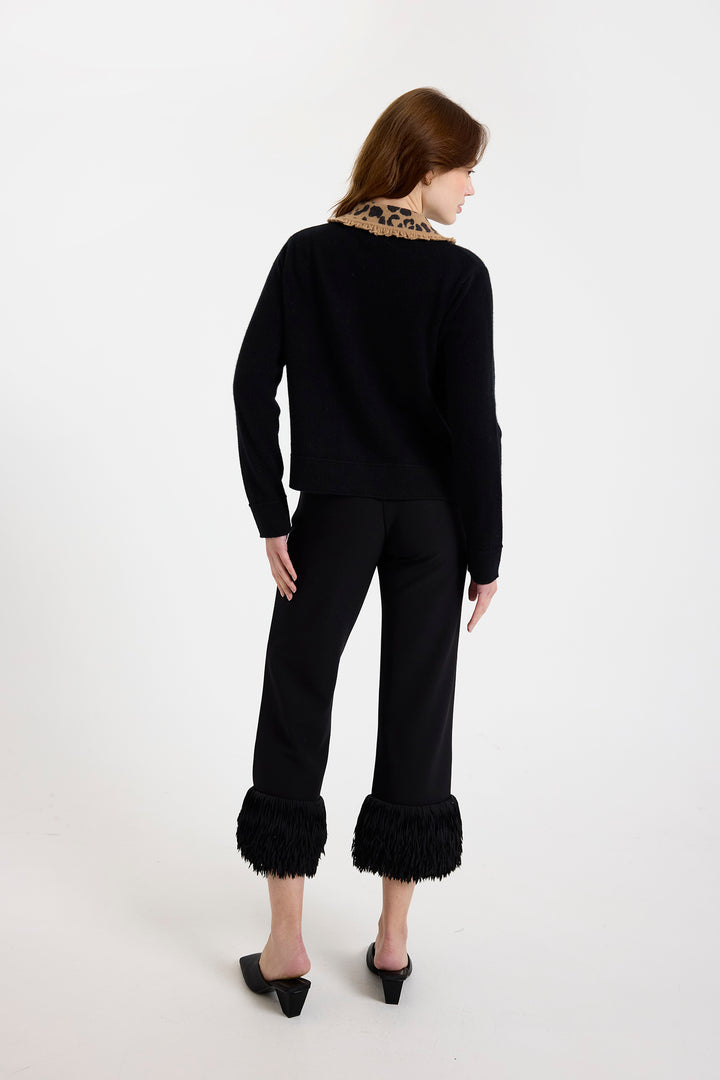 Leo Collar Cardigan | Black & Camel