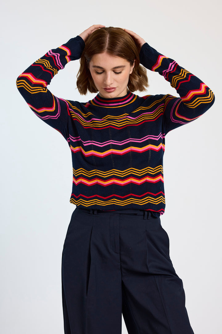 Cordelia Skinny Polo Sweater | Navy