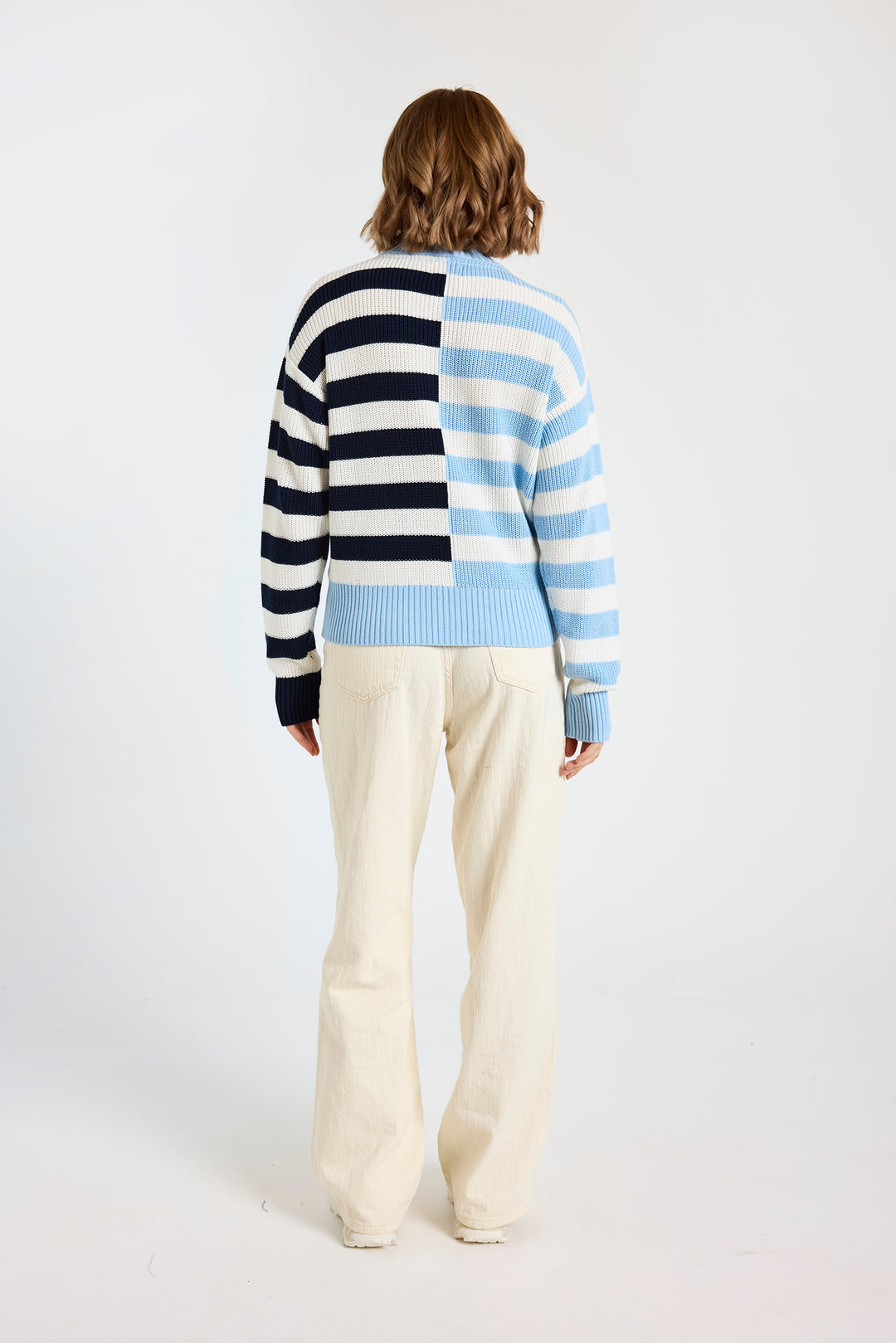 Mixed Stripe Half Zip | Sky