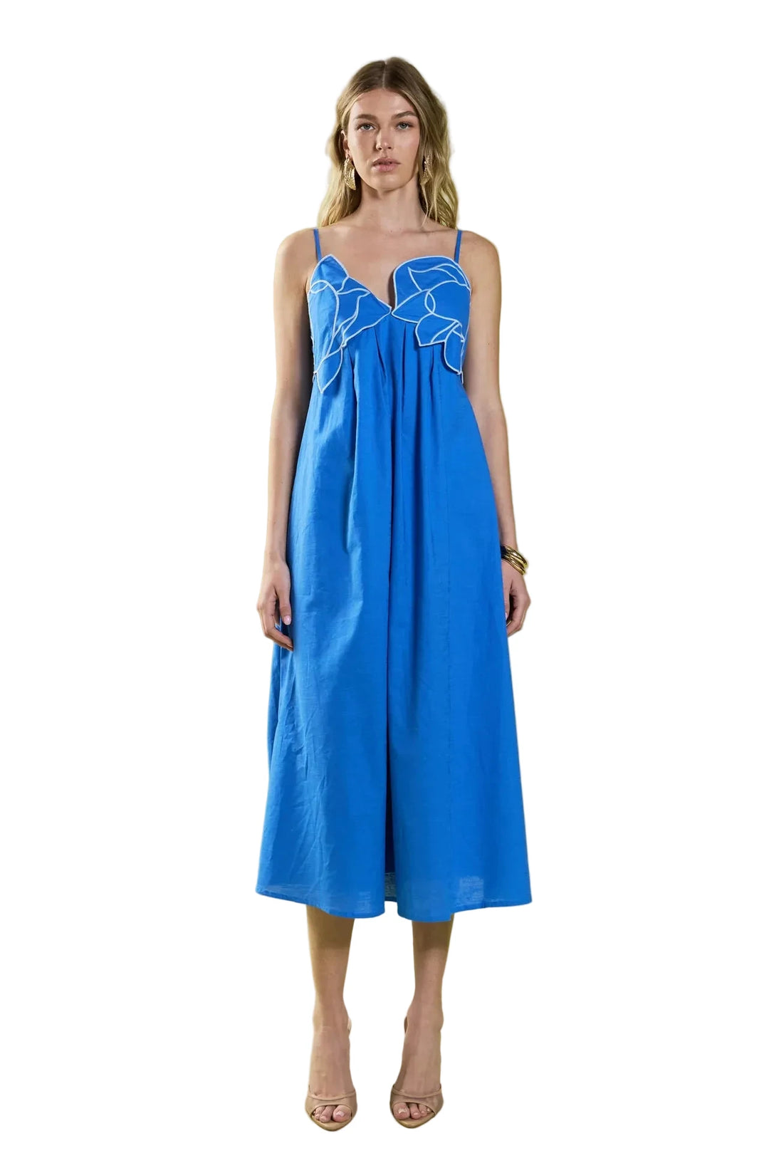 Embroidered Pleated Maxi Dress | Blue Charlotte's Inc Embroidered Pleated Maxi Dress | Blue Charlotte's Inc