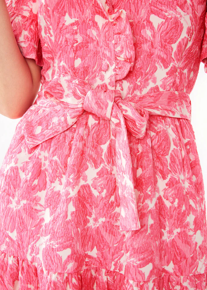 Sadie Maxi Dress | Hot Pink Hibiscus Jacquard