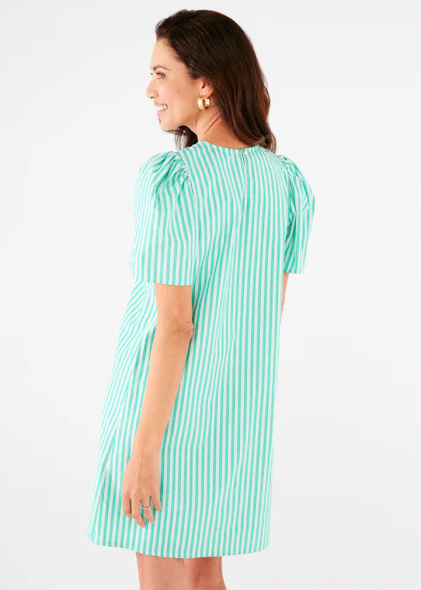 Marty Dress | Turquoise Stripe