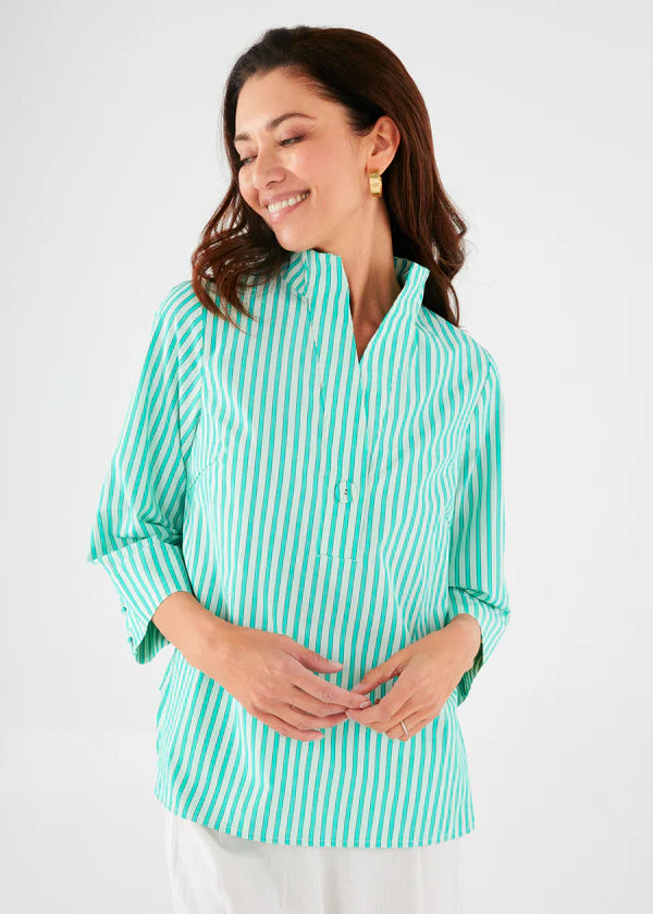 Effie Blouse | Turqoise Stripe