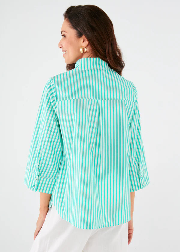 Effie Blouse | Turqoise Stripe