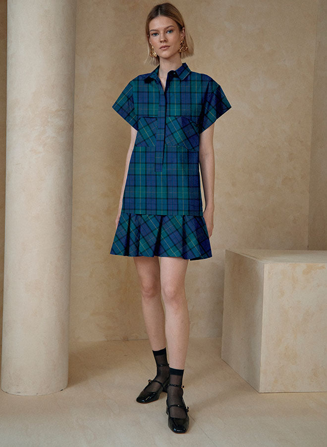 Addison Dress | Green Tartan Plaid