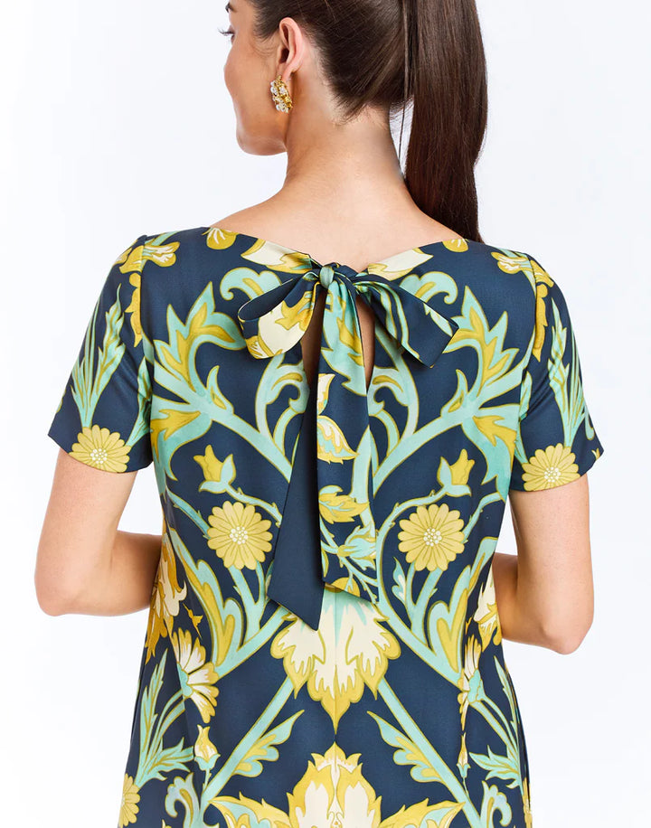 Adria Reversible Midi Dress | Blue/Gold Garden