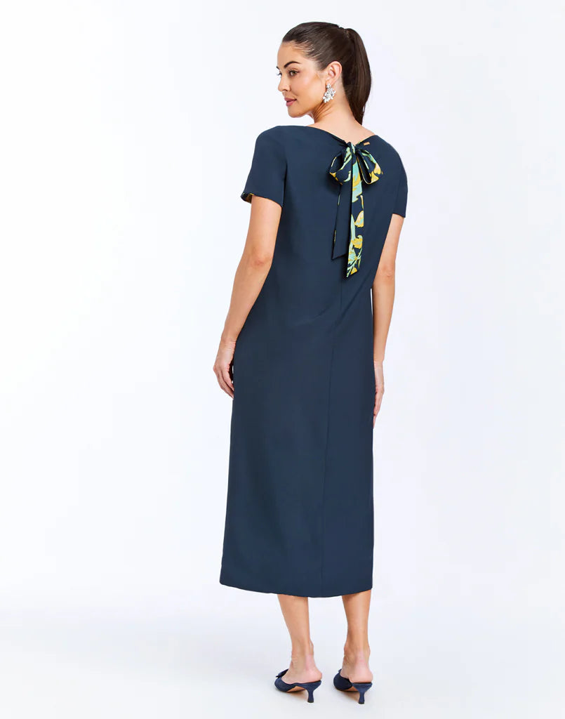Adria Reversible Midi Dress | Blue/Gold Garden