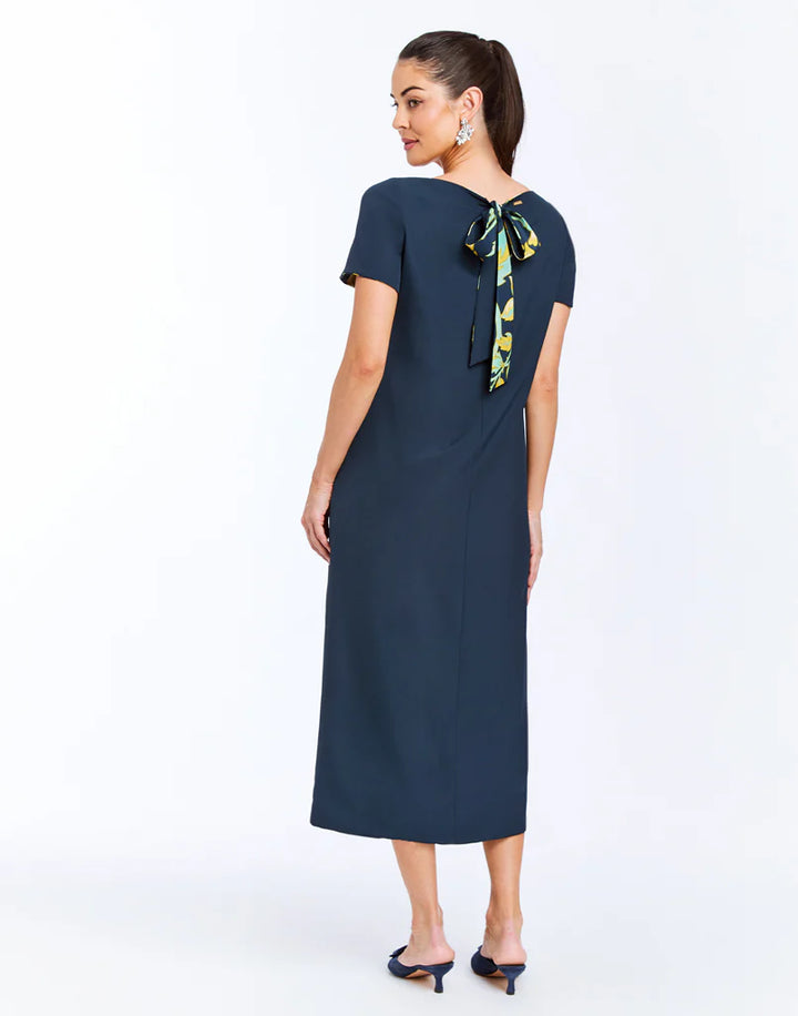 Adria Reversible Midi Dress | Blue/Gold Garden