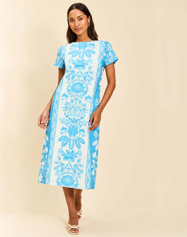 Adria Midi Dress | Florentine Blue - Charlotte's Inc