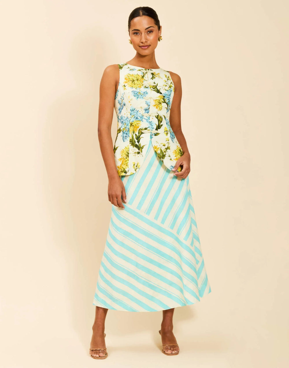 Santiago Convertible Midi Skirt | Aegean Blooms - Charlotte's Inc