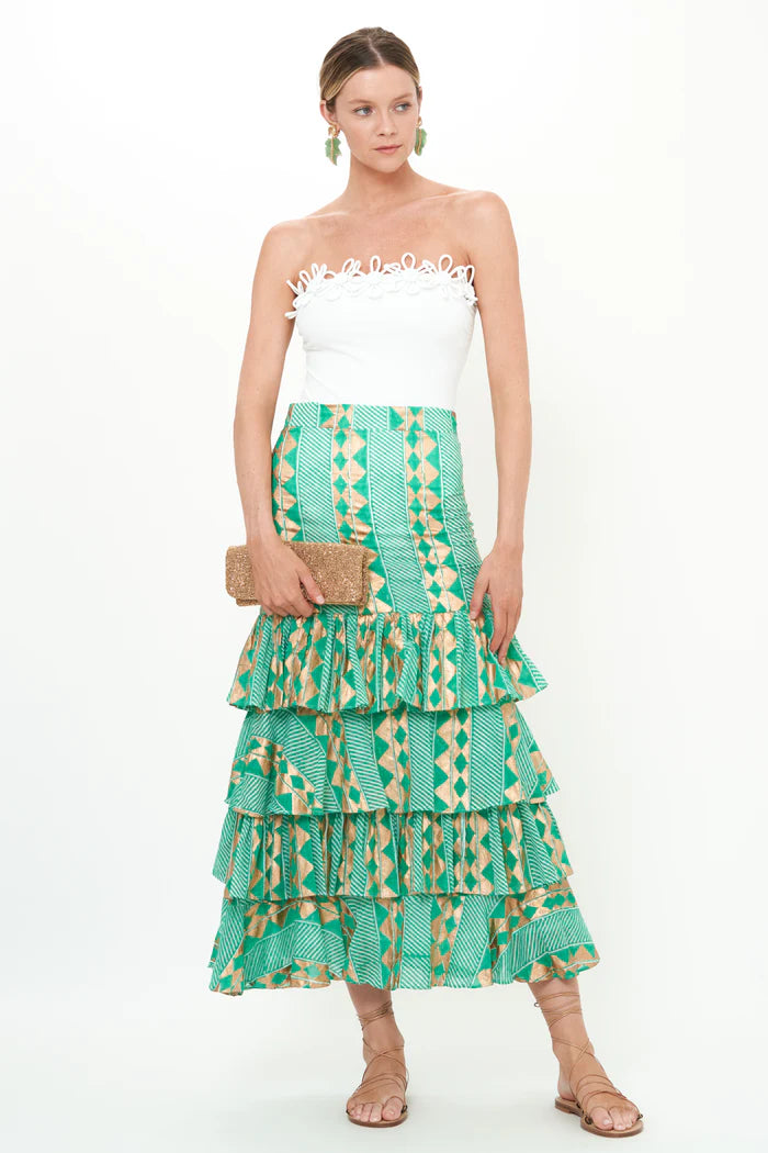 Ruffle Maxi Skirt | Ascot Teal