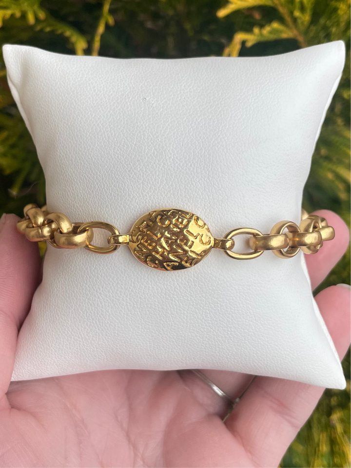 Gold Chain Bracelet with Chanel Charm