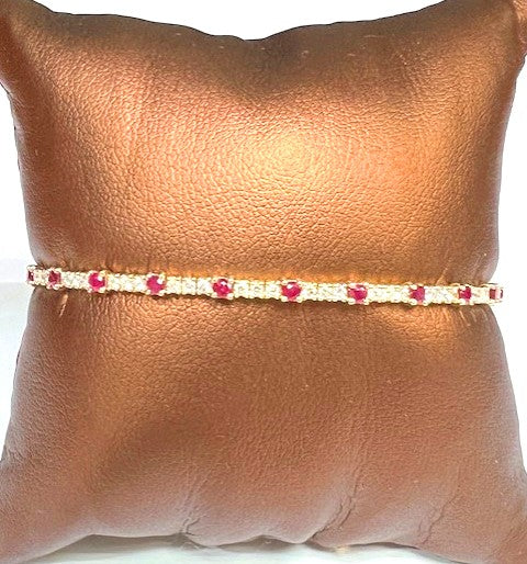 14kt .54cts Diamond & .77ct Ruby Flex Bracelet B5869