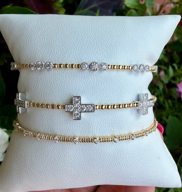 14kt White & Yellow Gold .48ct Diamond Cross Flex Bangle BV105WY