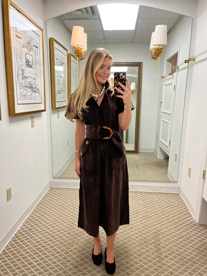 Gretchen Dress | Chocolate Brown Cord