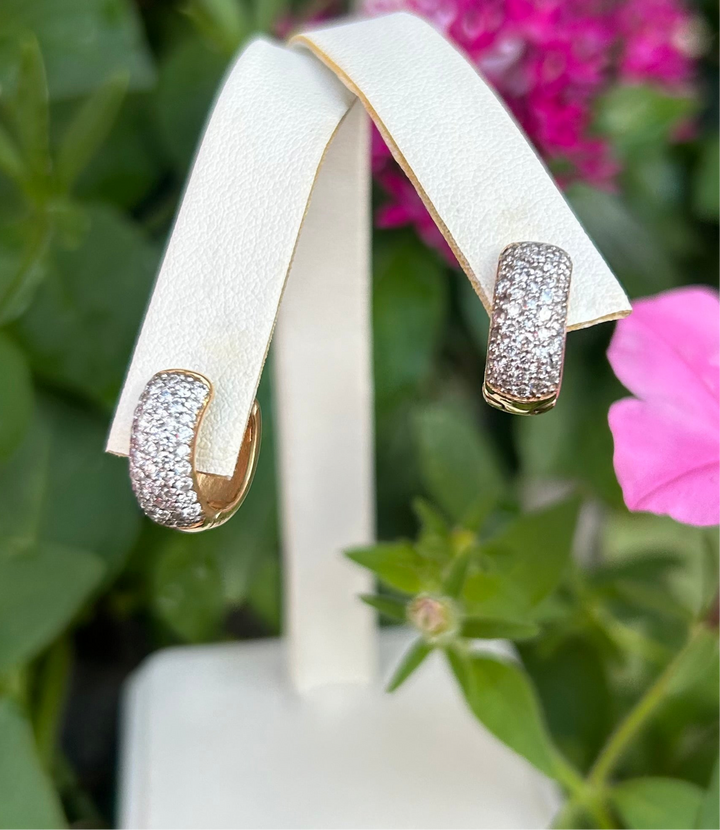 18KT .843 Carat Diamond Huggie Hoops
