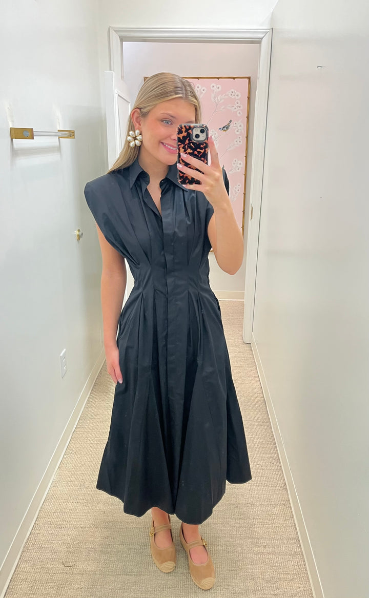 Cosmos A-Line Midi Dress | Black