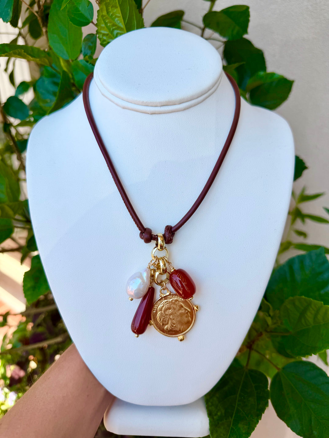 Sienna Brown Cord Chandelier Charm Necklace
