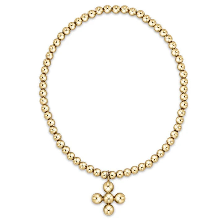 Classic Beaded Signature Cross Gold Charm | + Sizes