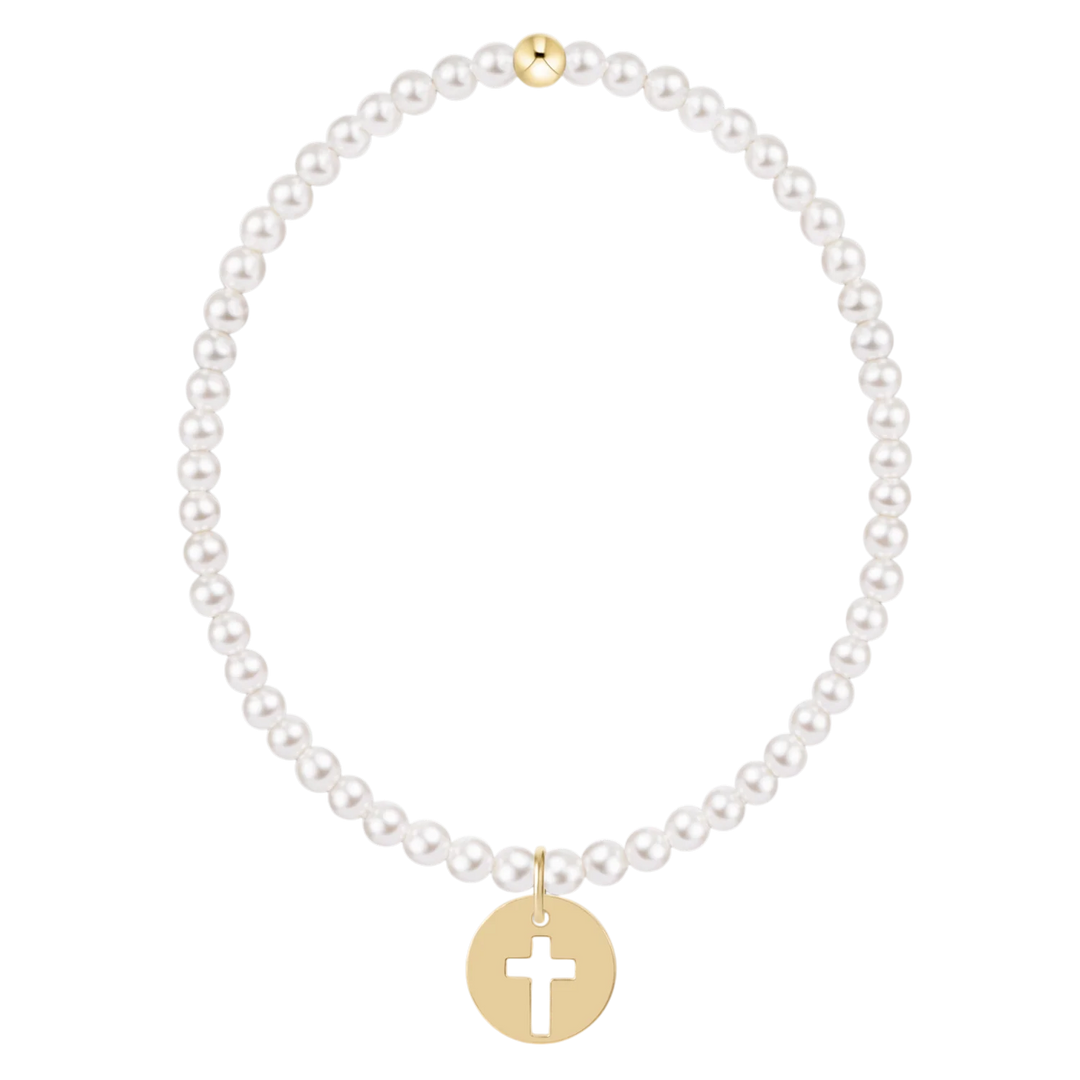 Classic Pearl 3mm Bracelet | Blessed Gold Disc